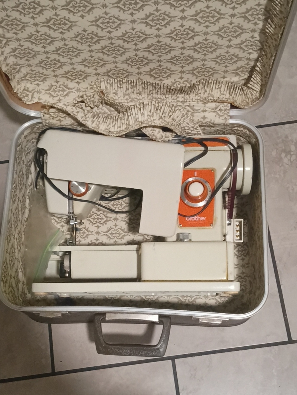 Brother White and Orange Portable Sewing Machine in Carry Case